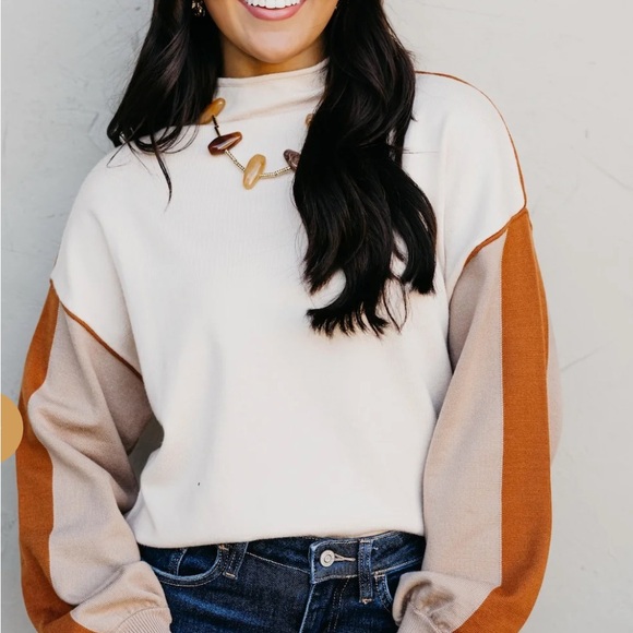 THML- The Rhonda Colorblock Mock Neck Sweater - Picture 2 of 5